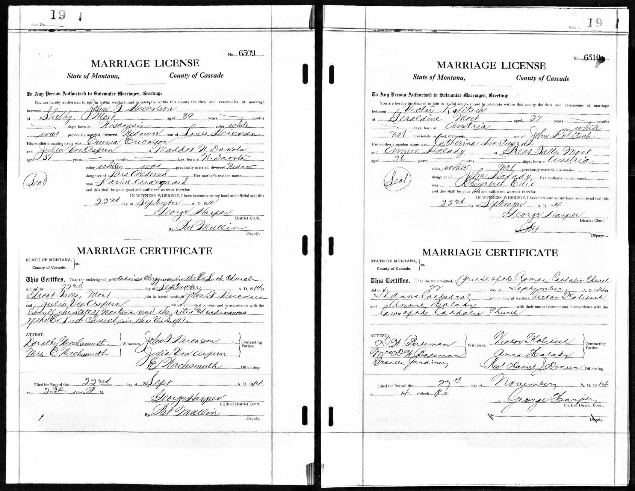 Montana, County Marriages, 1865-1950 - Viktor Kolitsch